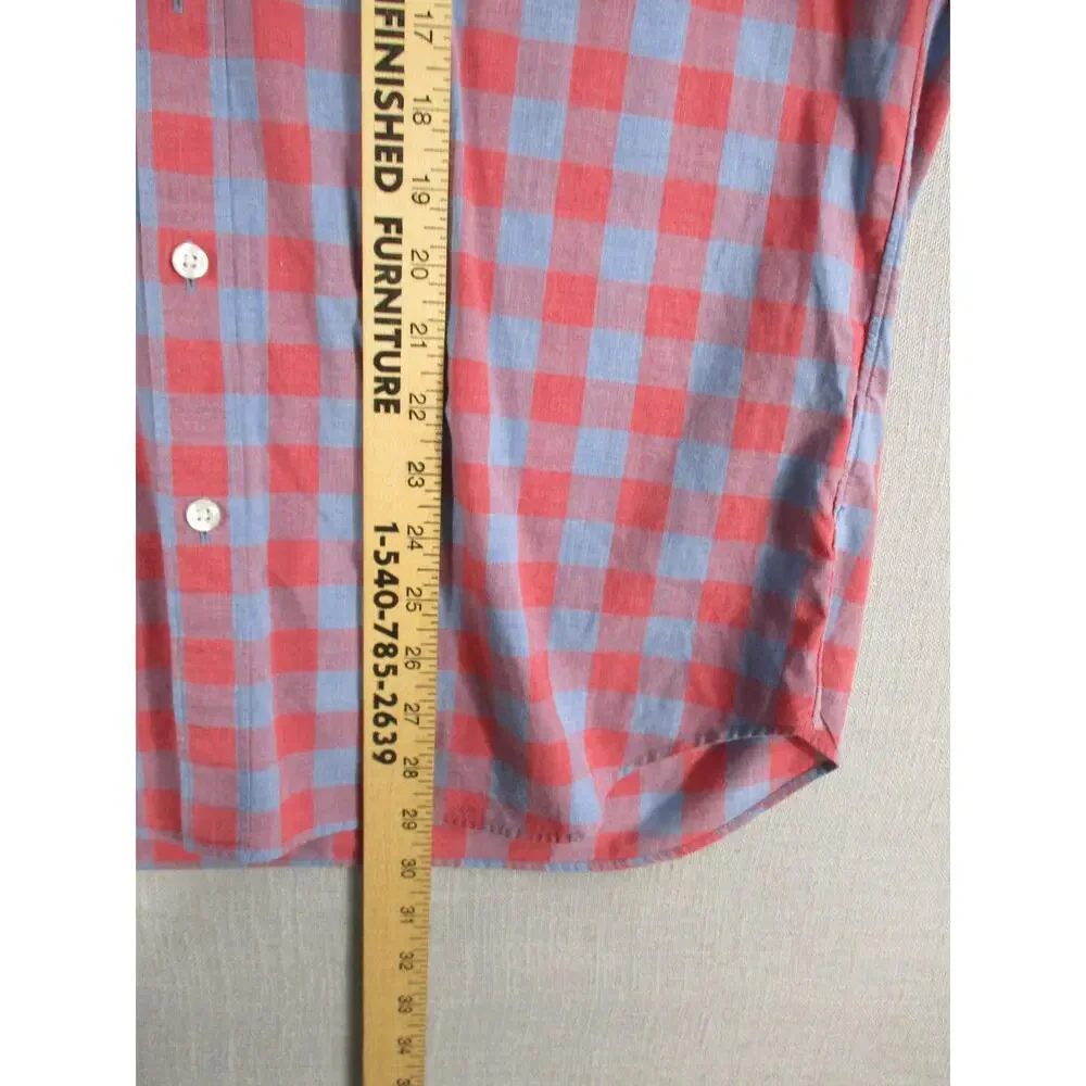 J.Crew Red Blue Plaid Casual Preppy Button Down Long‎ Sleeve Men Size L Slim